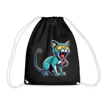 Cool alien cat with three eyes - Drawstring Bag - black - Front