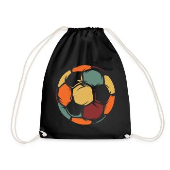 vintage retro soccer ball icon icon logo team - Drawstring Bag - black - Front