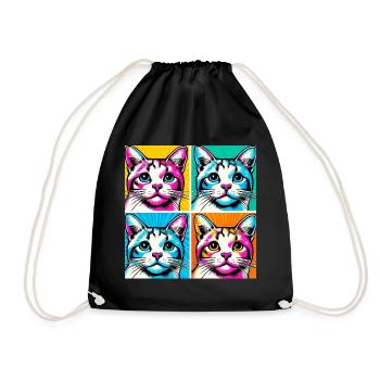 Chat Pop Art - Sac de sport léger - noir - Devant