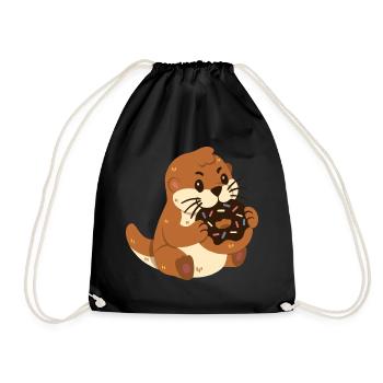 Otter mit Donut - Turnbeutel - Schwarz - Vorne