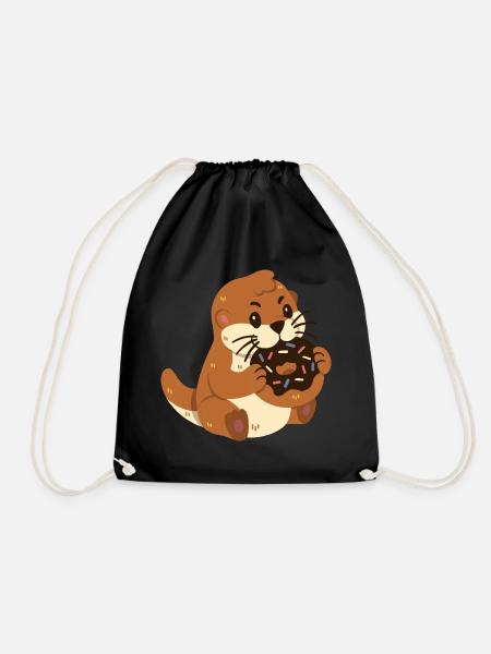 Otter mit Donut - Turnbeutel - Schwarz