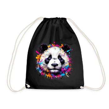 Panda - Turnbeutel - Schwarz - Vorne