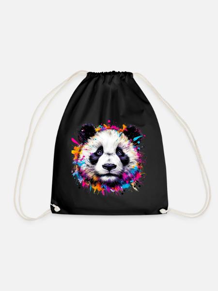 Panda - Turnbeutel - Schwarz