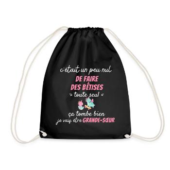 Future Grand Soeur Drôle Annonce Licorne Bêtises - Sac de sport léger - noir - Devant