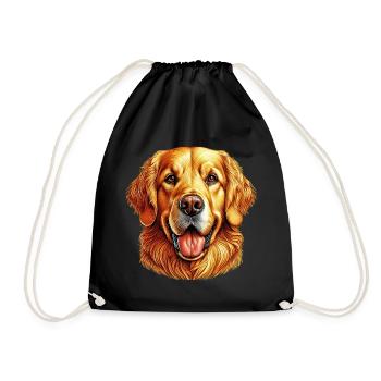 Golden Retriever Labrador Dog - Drawstring Bag - black - Front