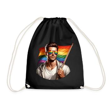 Pride Gay CSD Love LGBTQ Colors of the Rainbow - Drawstring Bag - black - Front