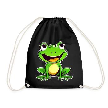 Niedlicher Frosch im Comic Style - Turnbeutel - Schwarz - Vorne