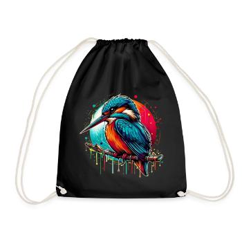Kingfisher - Drawstring Bag - black - Front