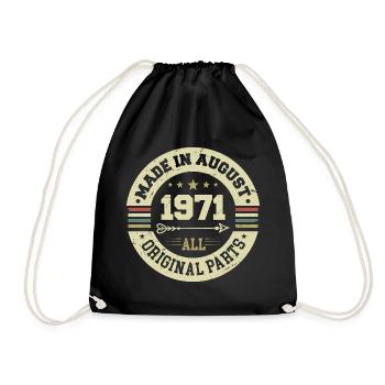 Août 1971 Cadeau d’anniversaire Août 1971 Août - Sac de sport léger - noir - Devant