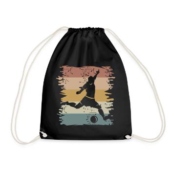retro soccer player vintage soccer team - Drawstring Bag - black - Front