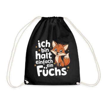 Fuchs Füchse Wildtier Waldtier Rotfuchs - Turnbeutel - Schwarz - Vorne