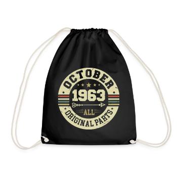 Legendary since October 1963 Birthday October 1963 - Drawstring Bag - black - Front