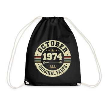 Legendary since October 1974 Birthday October 1974 - Drawstring Bag - black - Front