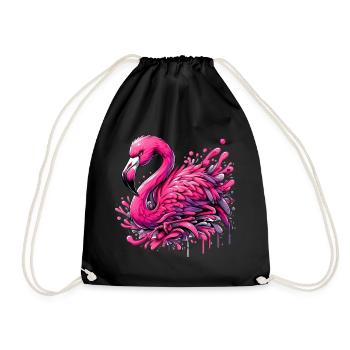 Flamingo - Turnbeutel - Schwarz - Vorne