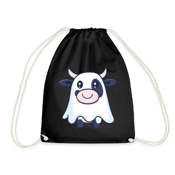 Vache Halloween Bande Dessinée Fantôme - Sac de sport léger - noir - Devant