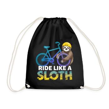 Faultier Biker mit Helm - Turnbeutel - Schwarz - Vorne