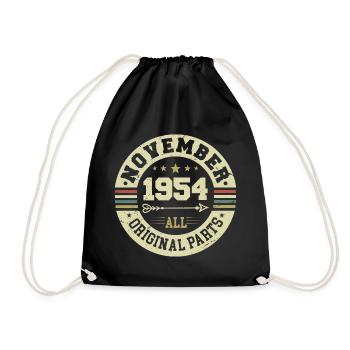 Vintage November 1954 - Birthday November 1954 - Drawstring Bag - black - Front