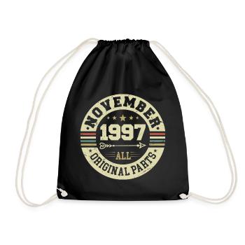 Vintage November 1997 - Birthday November 1997 - Drawstring Bag - black - Front