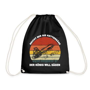 Waldarbeiter Baumfäller reicht mir die Kettensäge - Turnbeutel - Schwarz - Vorne