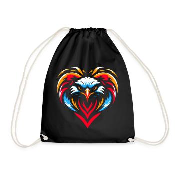 Bird of Prey in heart - Drawstring Bag - black - Front