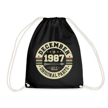 Legends Birthday December 1987 Born Gift - Drawstring Bag - black - Front
