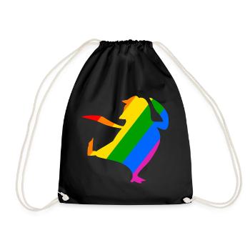 Regenbogen Pinguin macht Karate - Turnbeutel - Schwarz - Vorne