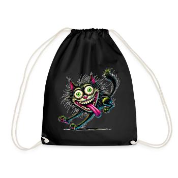 Chat fou style bande dessinée Motif animal drôle - Sac de sport léger - noir - Devant