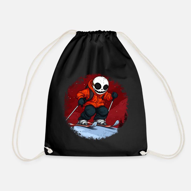 Skiers Skull - Drawstring Bag - black