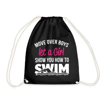 Swimming Let A Girl Show You How to Swim - Drawstring Bag - black - Front
