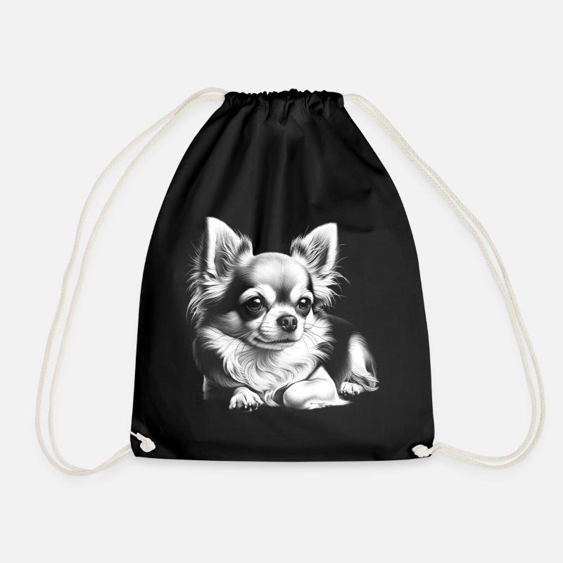 Chihuahua mignon dans la pose allongée - Sac de sport léger - noir
