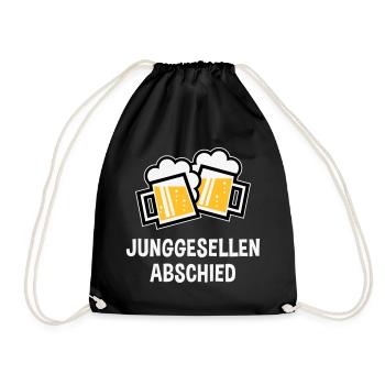 Junggesellenabschied (Bier Bayrische Bierkrüge 3C) - Turnbeutel - Schwarz - Vorne
