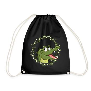 Crocodile rieur dans le style de la bande dessinée – Animal heureux - Sac de sport léger - noir - Devant
