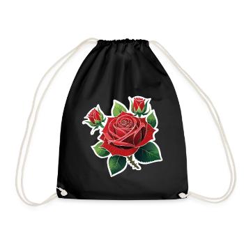Rote Rose – Rockabilly - Turnbeutel - Schwarz - Vorne