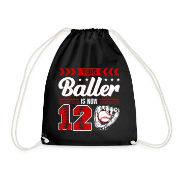 Jungen 12. Geburtstag - Baselball - Turnbeutel - Schwarz - Vorne
