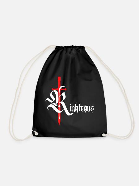 Gothic Righteous Design mit Schwert mit weißem Text - Turnbeutel - Schwarz