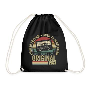 1963 Vintage Vintage 1963 Birthday 1963 Retro - Drawstring Bag - black - Front