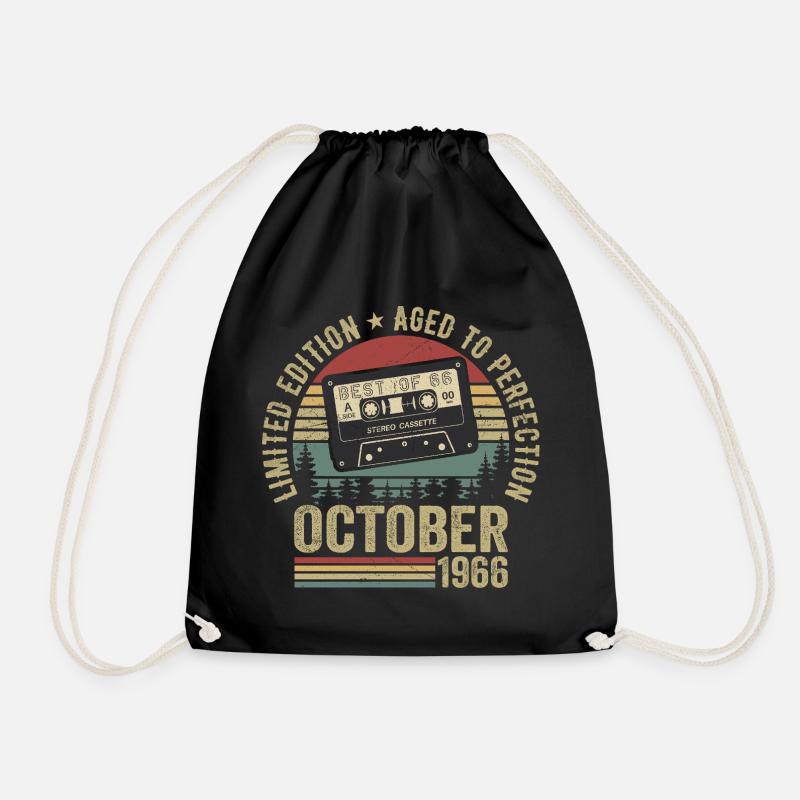 Oldtimer Oktober 1966 Geburtstag Geschenk Oktober - Turnbeutel - Schwarz