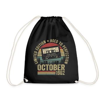 Oldtimer Oktober 1962 Geburtstag Geschenk Oktober - Turnbeutel - Schwarz - Vorne