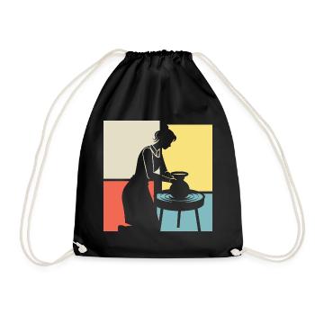 Creative pottery for ceramic lovers - Drawstring Bag - black - Front