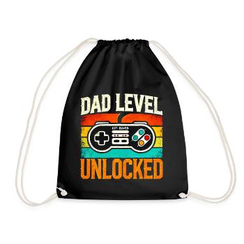 Dad Level Unlocked Retro Controller, Fathers  - Drawstring Bag - black - Front