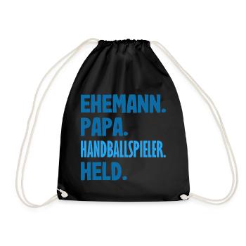 Handballspieler Handball Handballer Geschenke - Turnbeutel - Schwarz - Vorne