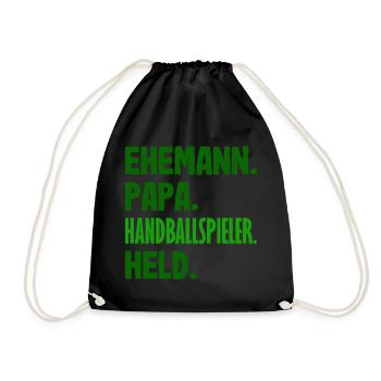 Handballspieler Handball Handballer Geschenke - Turnbeutel - Schwarz - Vorne