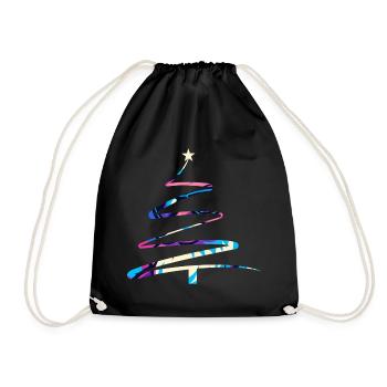 Christmas Tree One-Line Design – Modern & Colorful - Drawstring Bag - black - Front