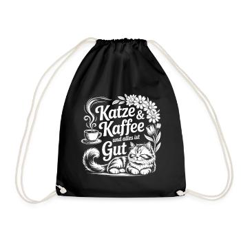 Le chat et le café – Tout va bien - Sac de sport léger - noir - Devant