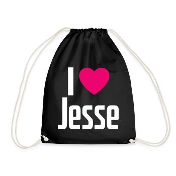 I Love Jesse Pinkes Herz Ich liebe Jesse - Turnbeutel - Schwarz - Vorne