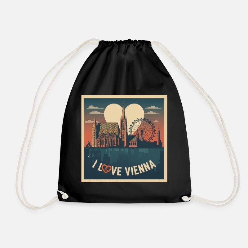 Vienna Love St. Stephen's Cathedral - Drawstring Bag - black