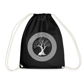 Ancient symbol of the white olive tree - Drawstring Bag - black - Front