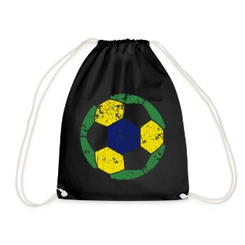 Brazil Soccer Ball Fußball - Drawstring Bag - black - Front