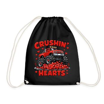 Junge Valentine Monstertruck Herz Lustig Geschenk - Turnbeutel - Schwarz - Vorne