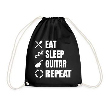 Eat Sleep Guitar Repeat - Drawstring Bag - black - Front